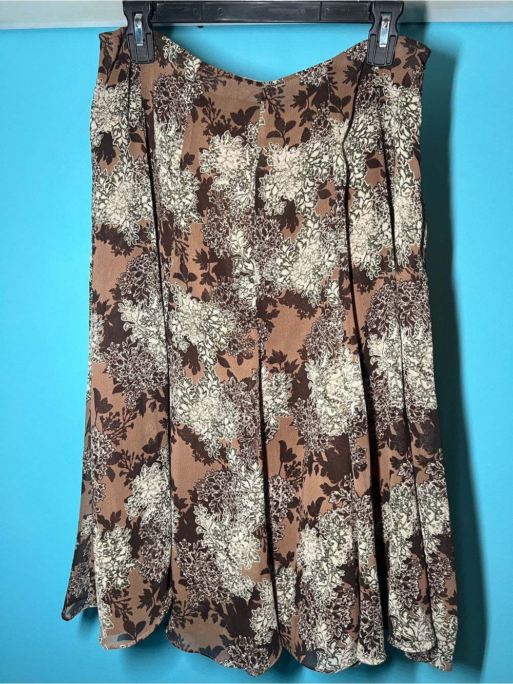Christopher & Banks Brown and Cream Floral Skirt